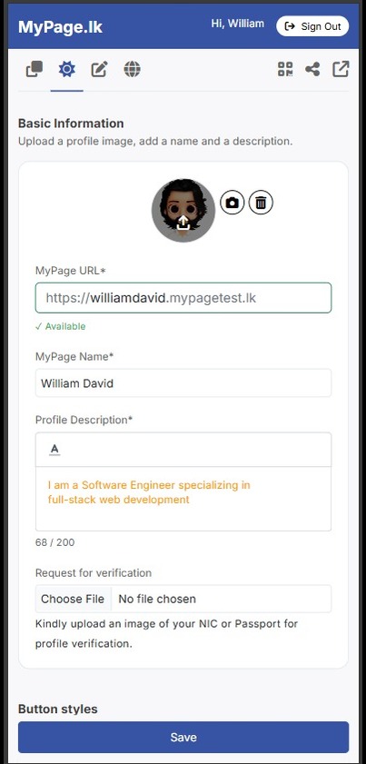 personalize your bio details