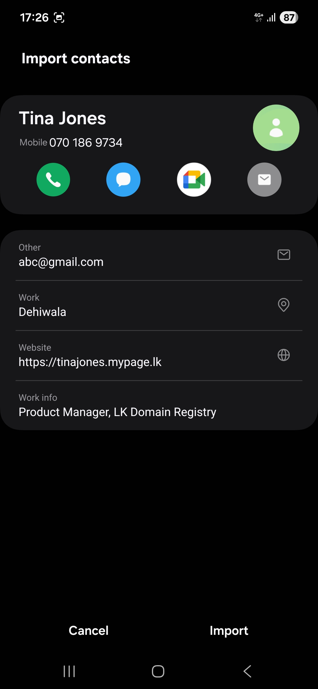 Import contacts to the address book