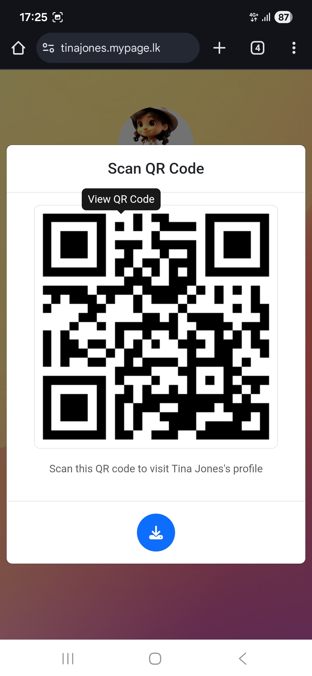 Profile QR code of myPage.lk