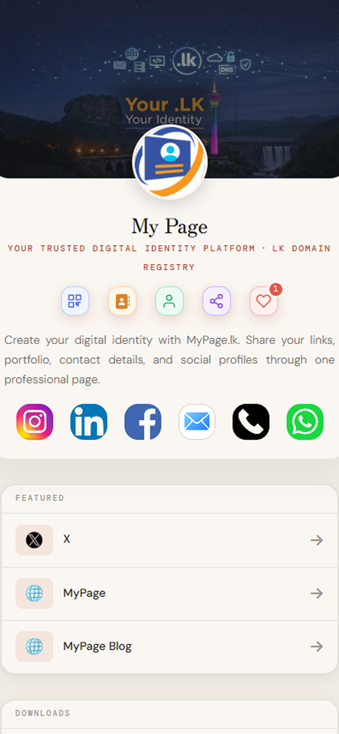 sample profile mypage.lk