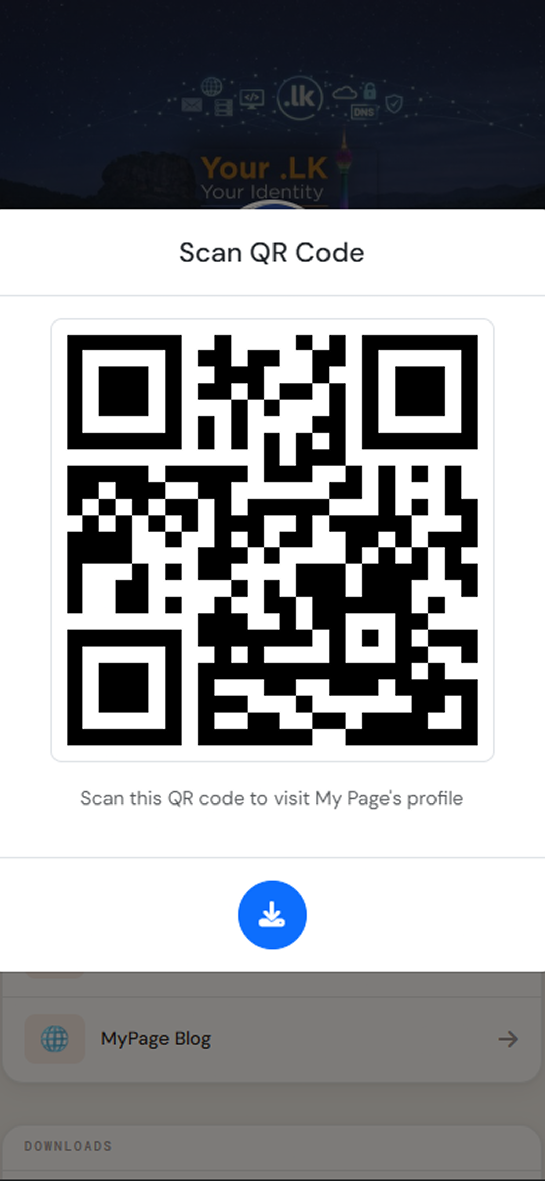 Profile QR code of myPage.lk
