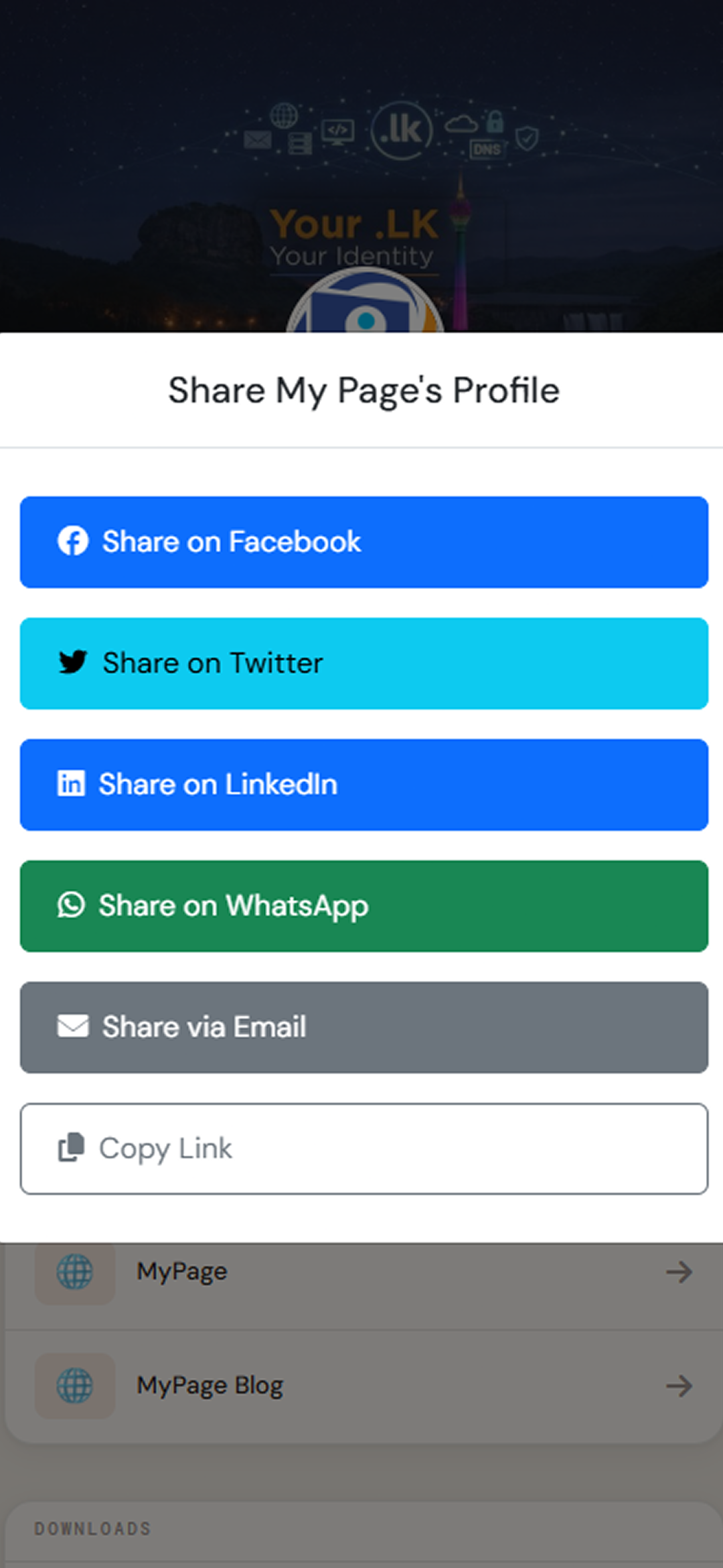 Share your myPage.lk profile